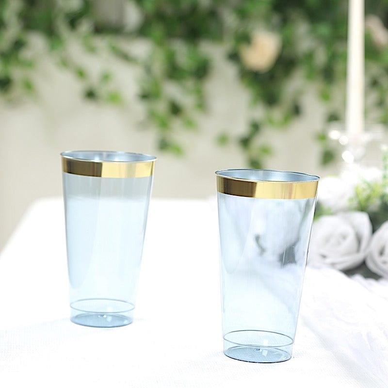 12 pcs 17 oz. Gold Rim Plastic Disposable Glasses