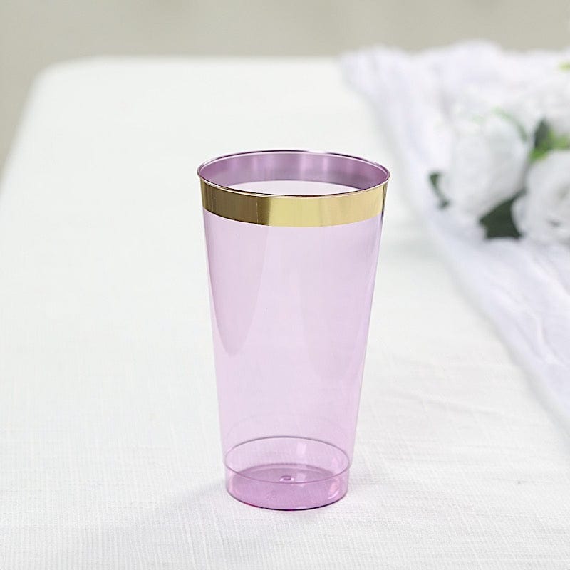 12 pcs 17 oz. Gold Rim Plastic Disposable Glasses