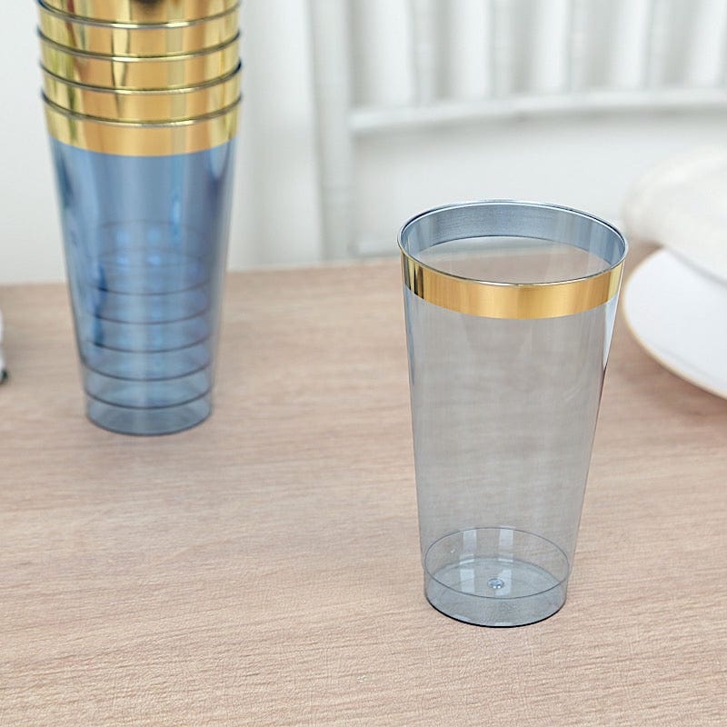 12 pcs 17 oz. Gold Rim Plastic Disposable Glasses