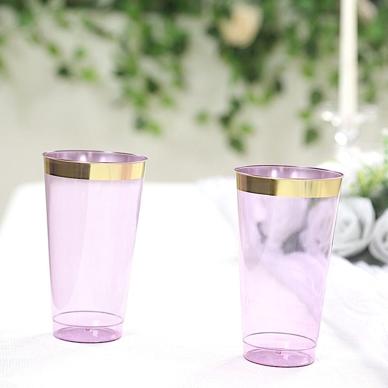 12 pcs 17 oz. Gold Rim Plastic Disposable Glasses