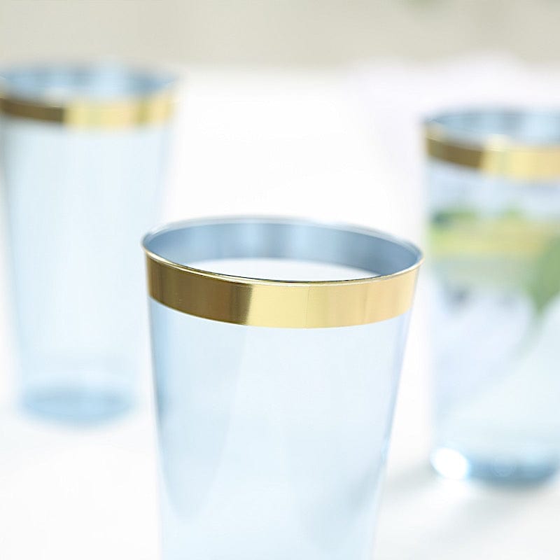 12 pcs 17 oz. Gold Rim Plastic Disposable Glasses