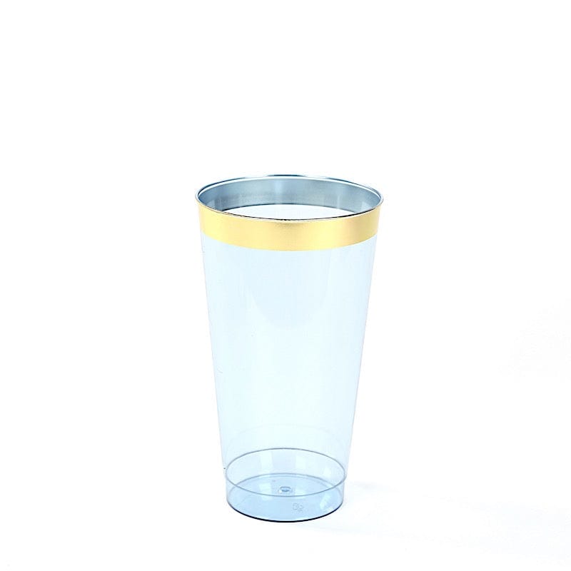 12 pcs 17 oz. Gold Rim Plastic Disposable Glasses