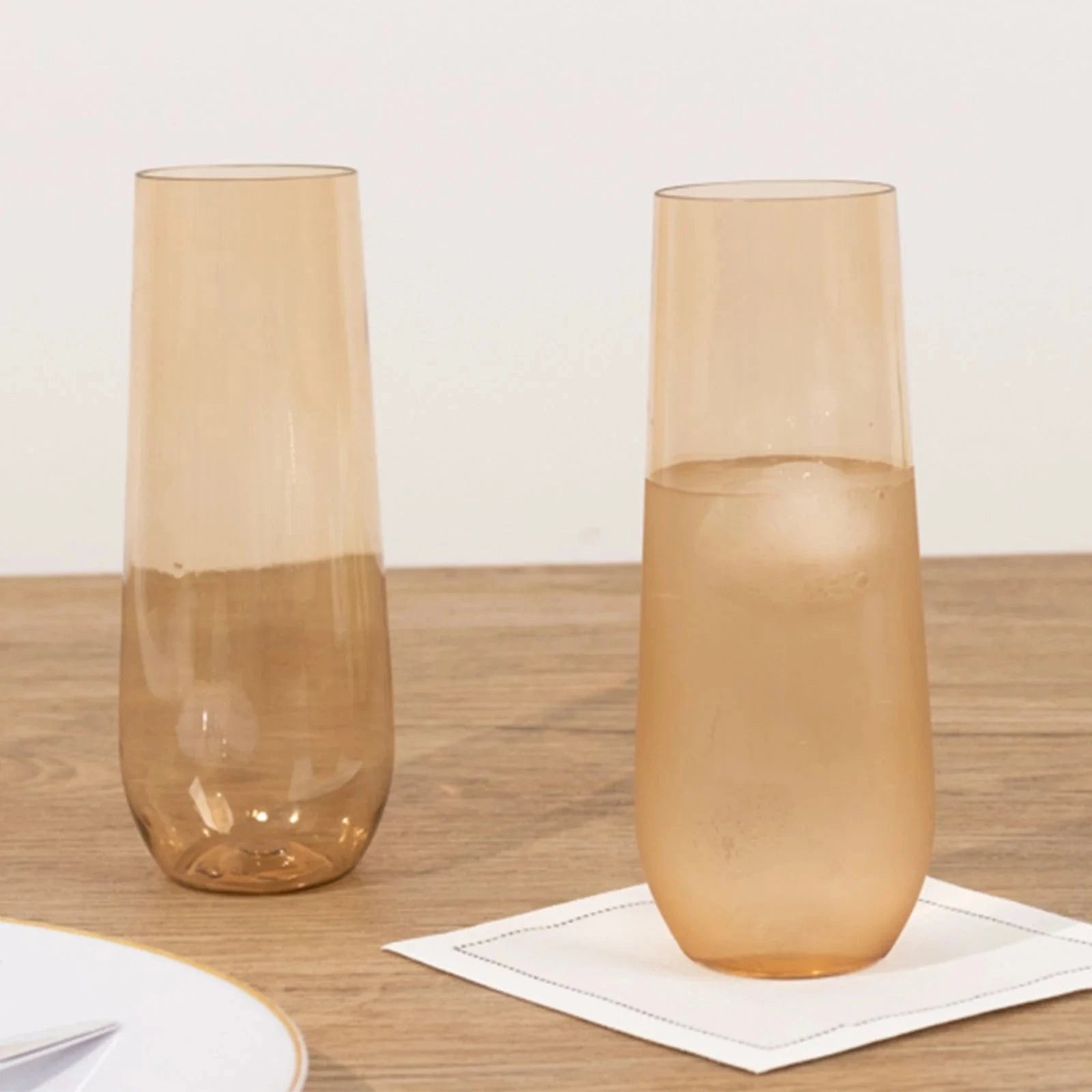 12 pcs 9 oz Disposable Plastic Champagne Stemless Flutes