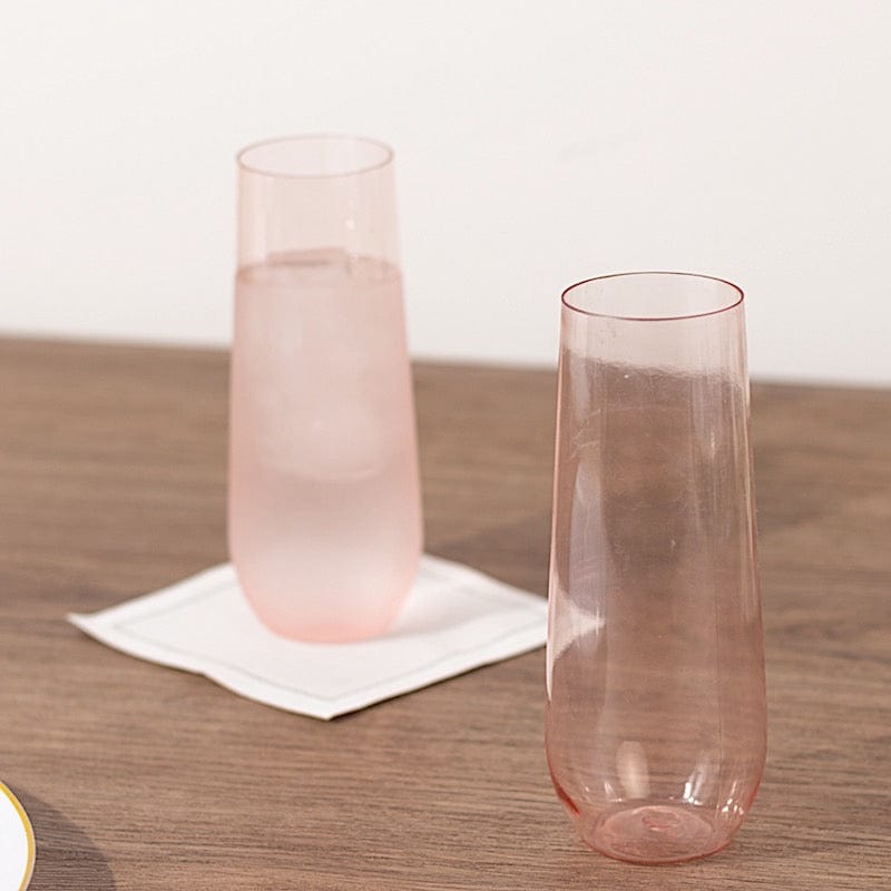 12 pcs 9 oz Disposable Plastic Champagne Stemless Flutes