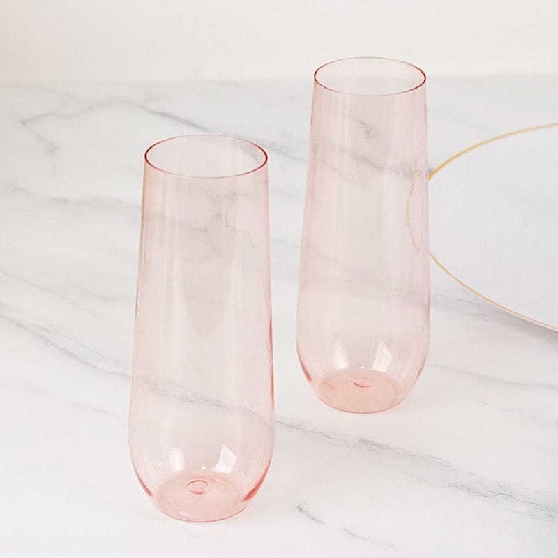 12 pcs 9 oz Disposable Plastic Champagne Stemless Flutes