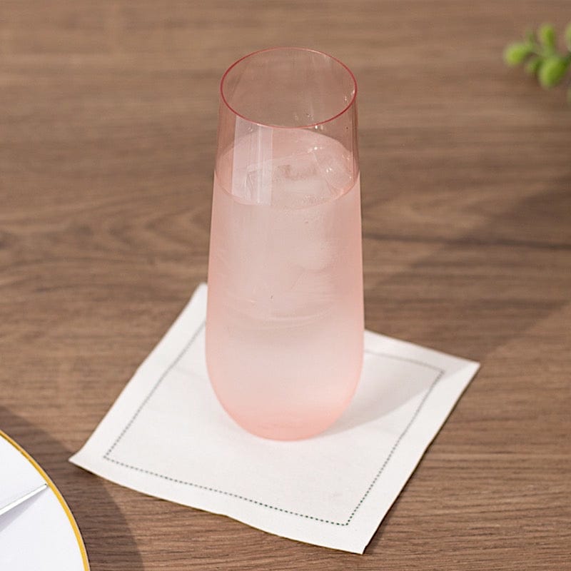12 pcs 9 oz Disposable Plastic Champagne Stemless Flutes