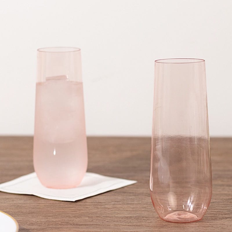 12 pcs 9 oz Disposable Plastic Champagne Stemless Flutes