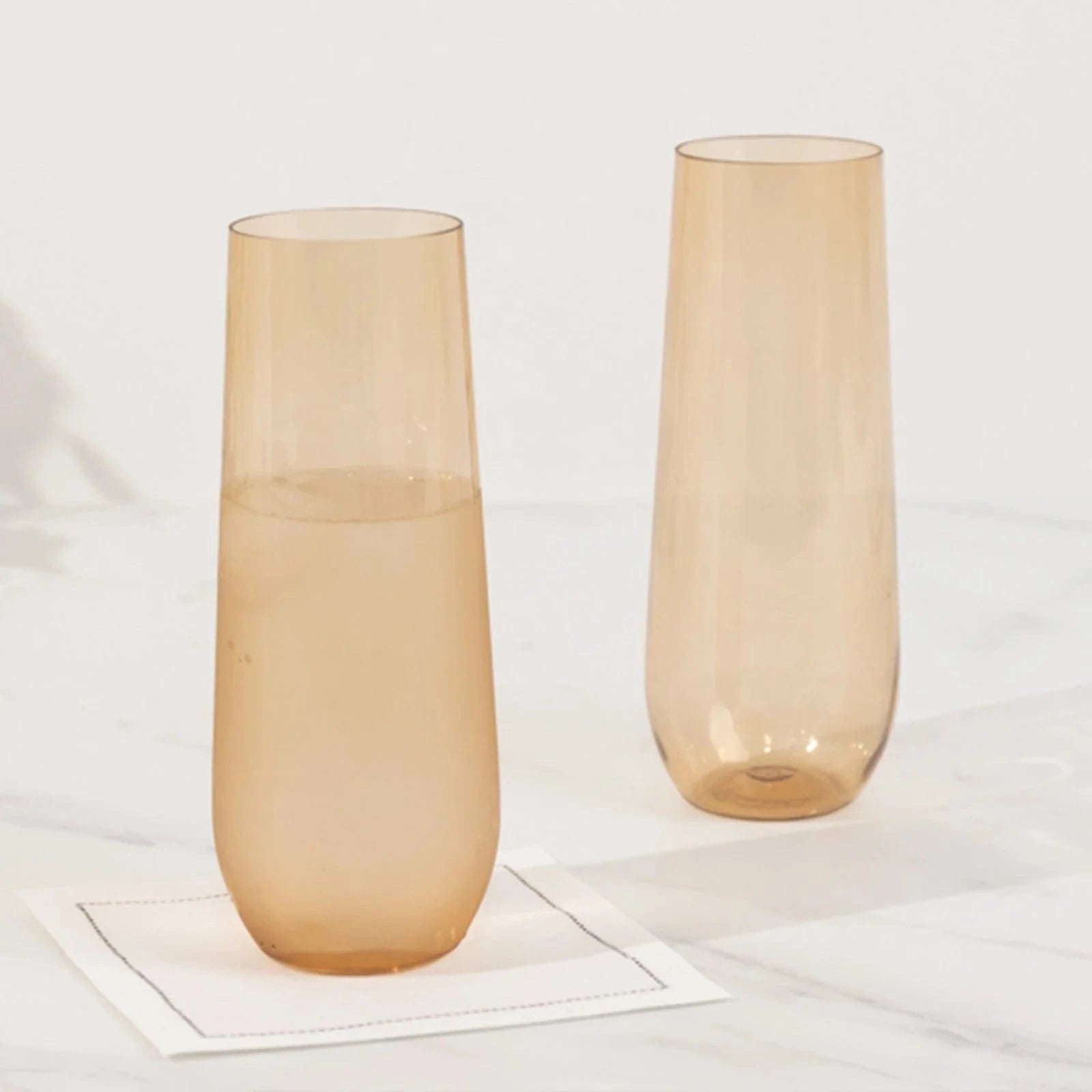 12 pcs 9 oz Disposable Plastic Champagne Stemless Flutes