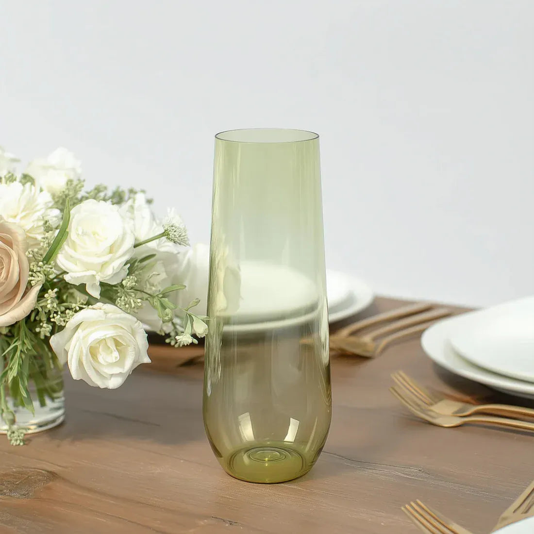 12 pcs 9 oz Disposable Plastic Champagne Stemless Flutes