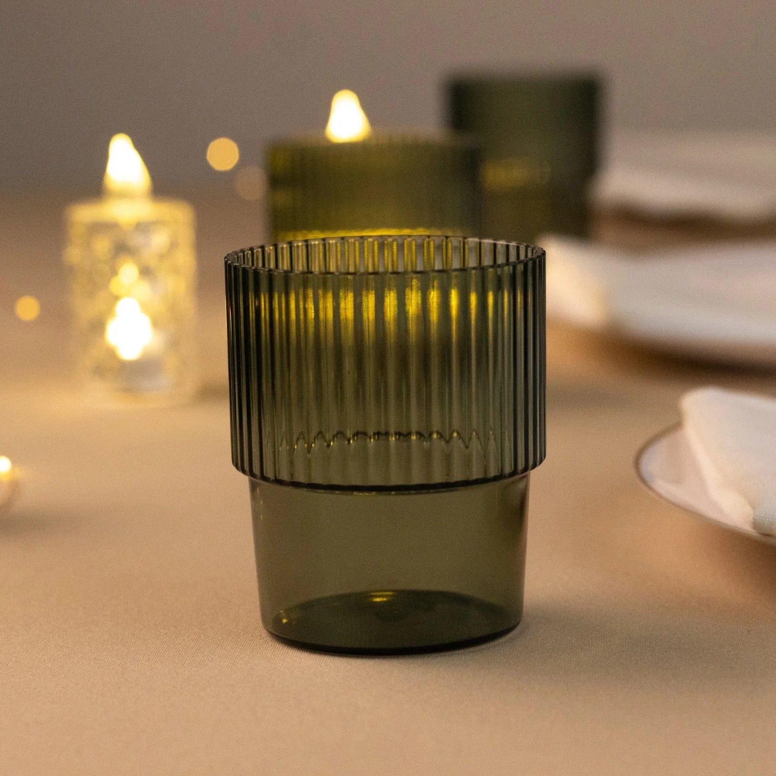 12 Stackable 7 oz Ribbed Reusable Plastic cups