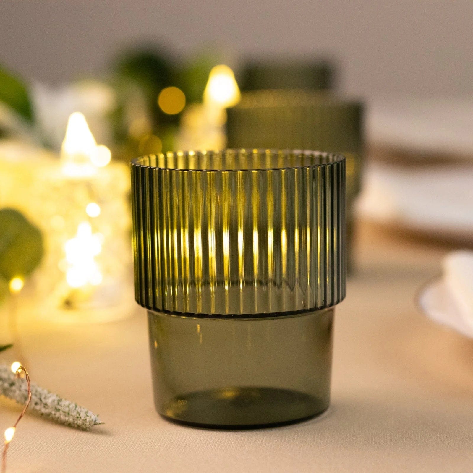 12 Stackable 7 oz Ribbed Reusable Plastic cups