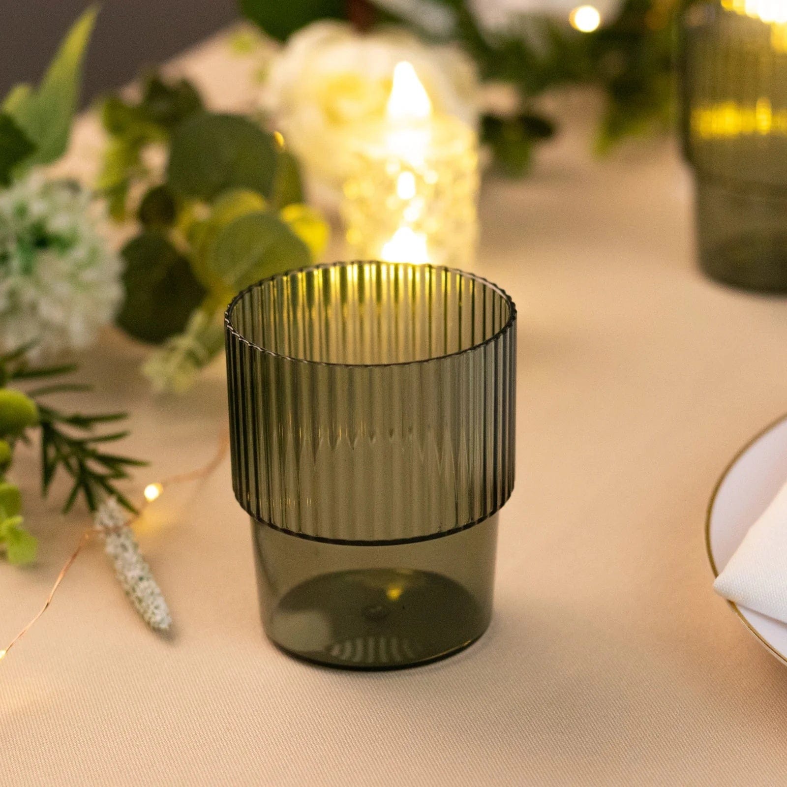 12 Stackable 7 oz Ribbed Reusable Plastic cups