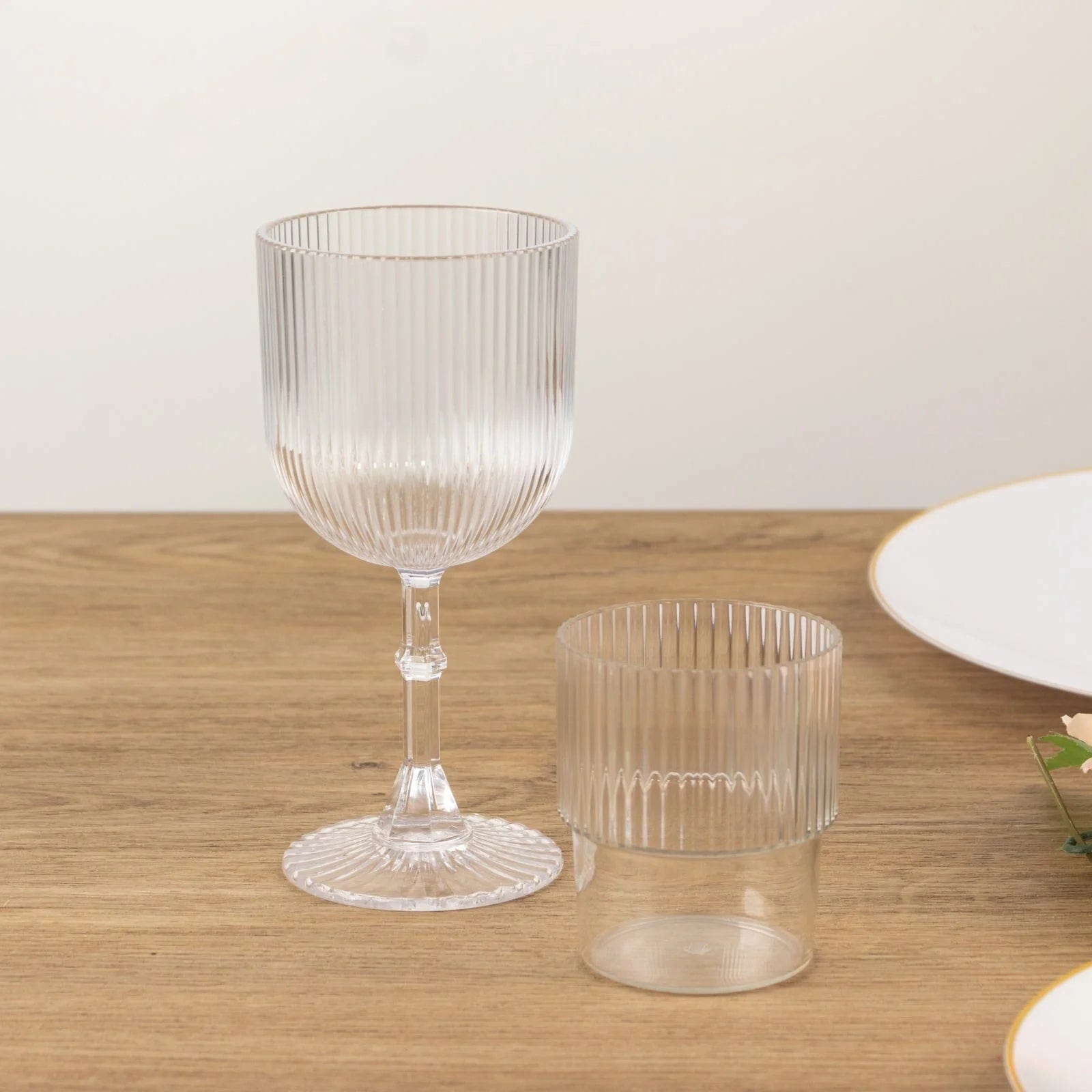 12 Stackable 7 oz Ribbed Reusable Plastic cups