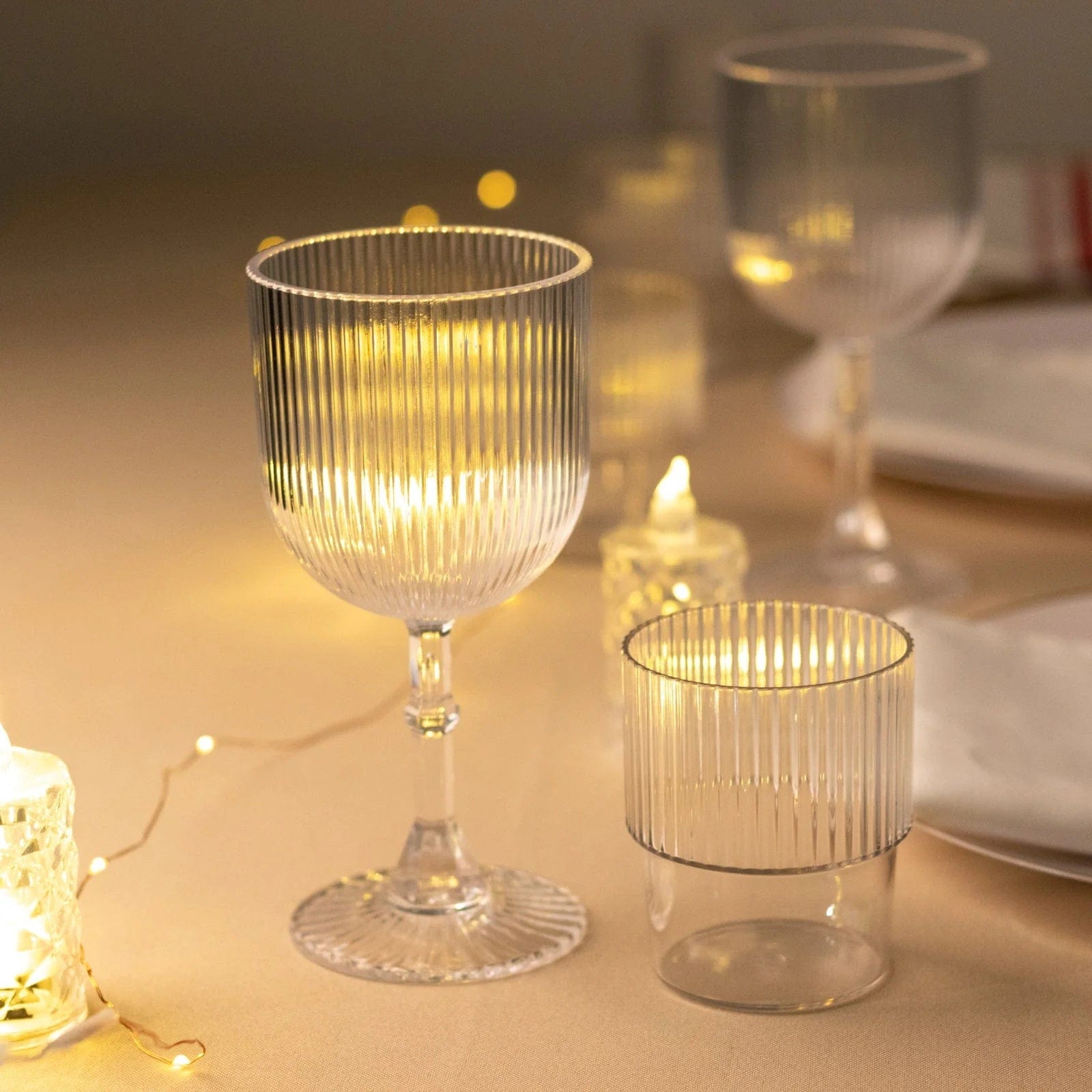 12 Stackable 7 oz Ribbed Reusable Plastic cups