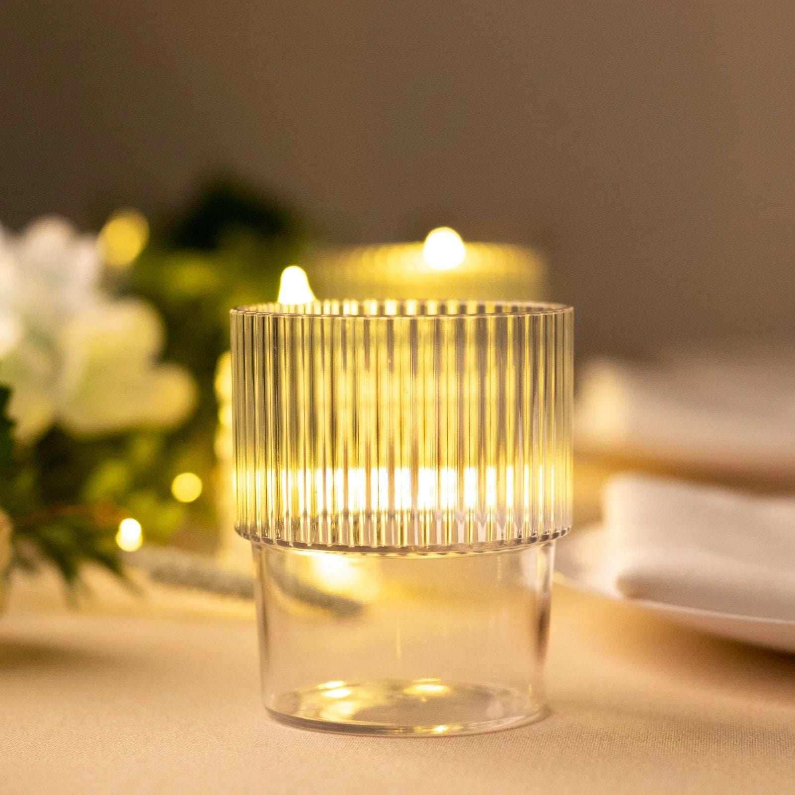 12 Stackable 7 oz Ribbed Reusable Plastic cups