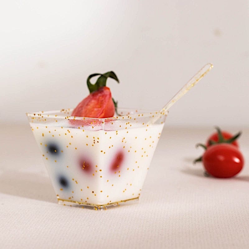 24 Clear 2 oz Mini Margarita Glass Plastic Dessert Cups with Spoons