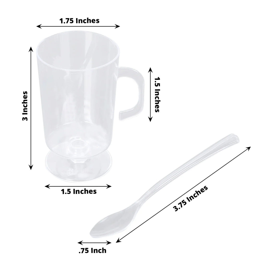 White Plastic Mini Espresso Cups - 2oz Square Mugs with Handle