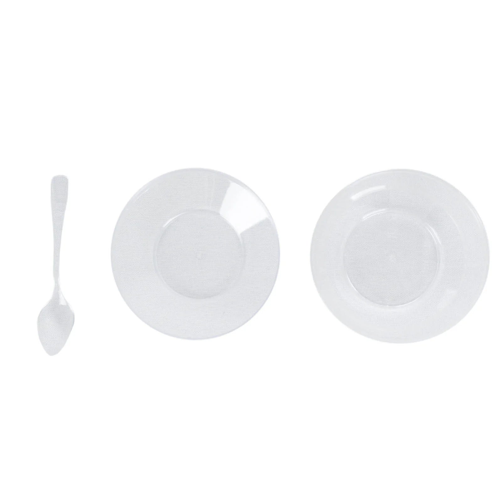 24 Clear 3.5 oz Disposable Round Plastic Dessert Cups with Lid and Spoon Set