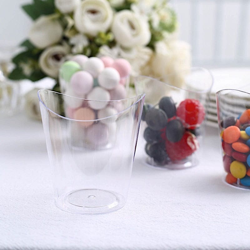 24 Clear 4 oz Disposable Mini Wavy Rim Plastic Dessert Cups
