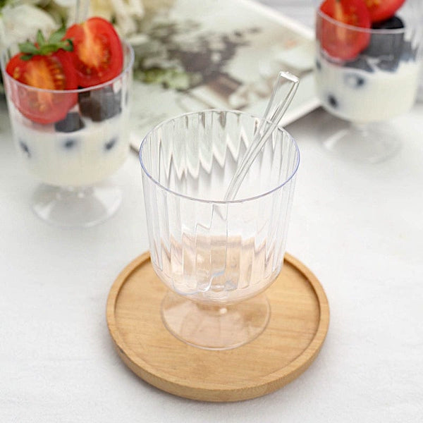 Balsacircle Clear 24 Pcs 4 inch Handled Round Mini Plates with Handles - Wedding Reception Party Buffet Catering Tableware