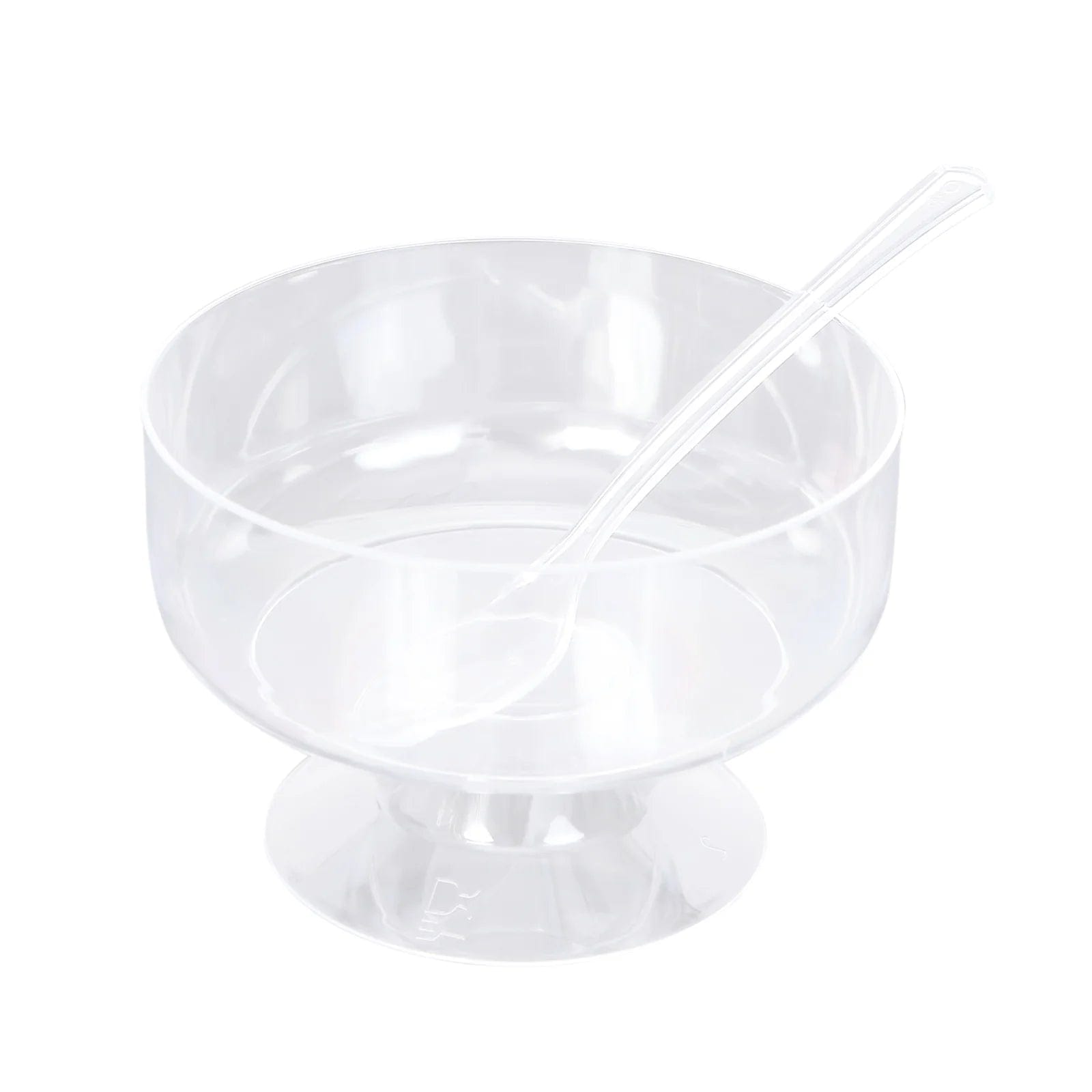 24 Clear 6 oz Disposable Footed Plastic Dessert Cups with Spoons