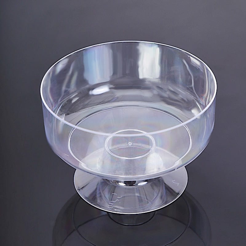 24 Clear 6 oz Disposable Footed Plastic Dessert Cups with Spoons