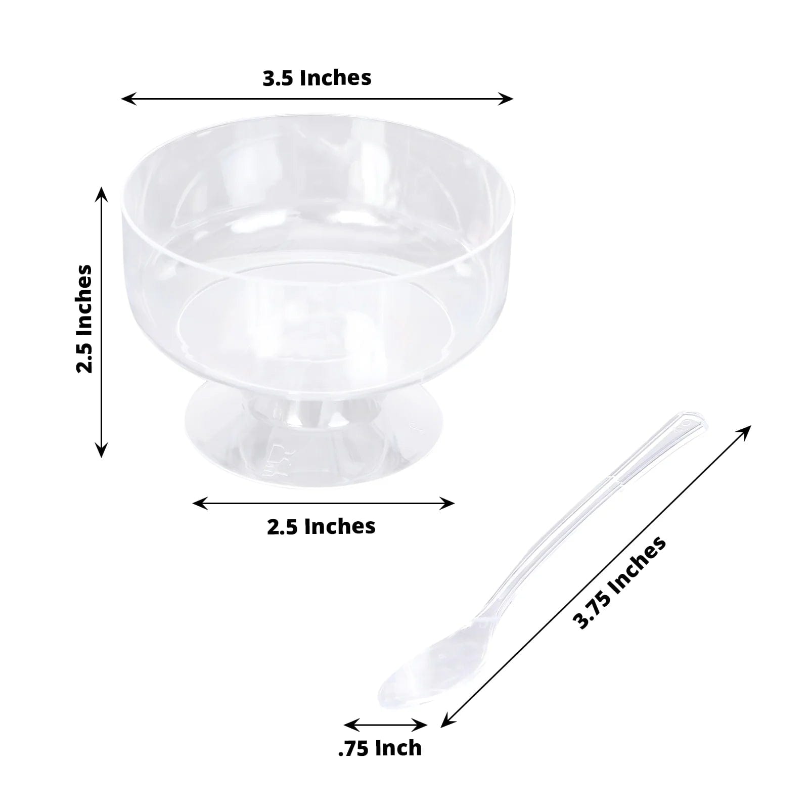 24 Clear 6 oz Disposable Footed Plastic Dessert Cups with Spoons