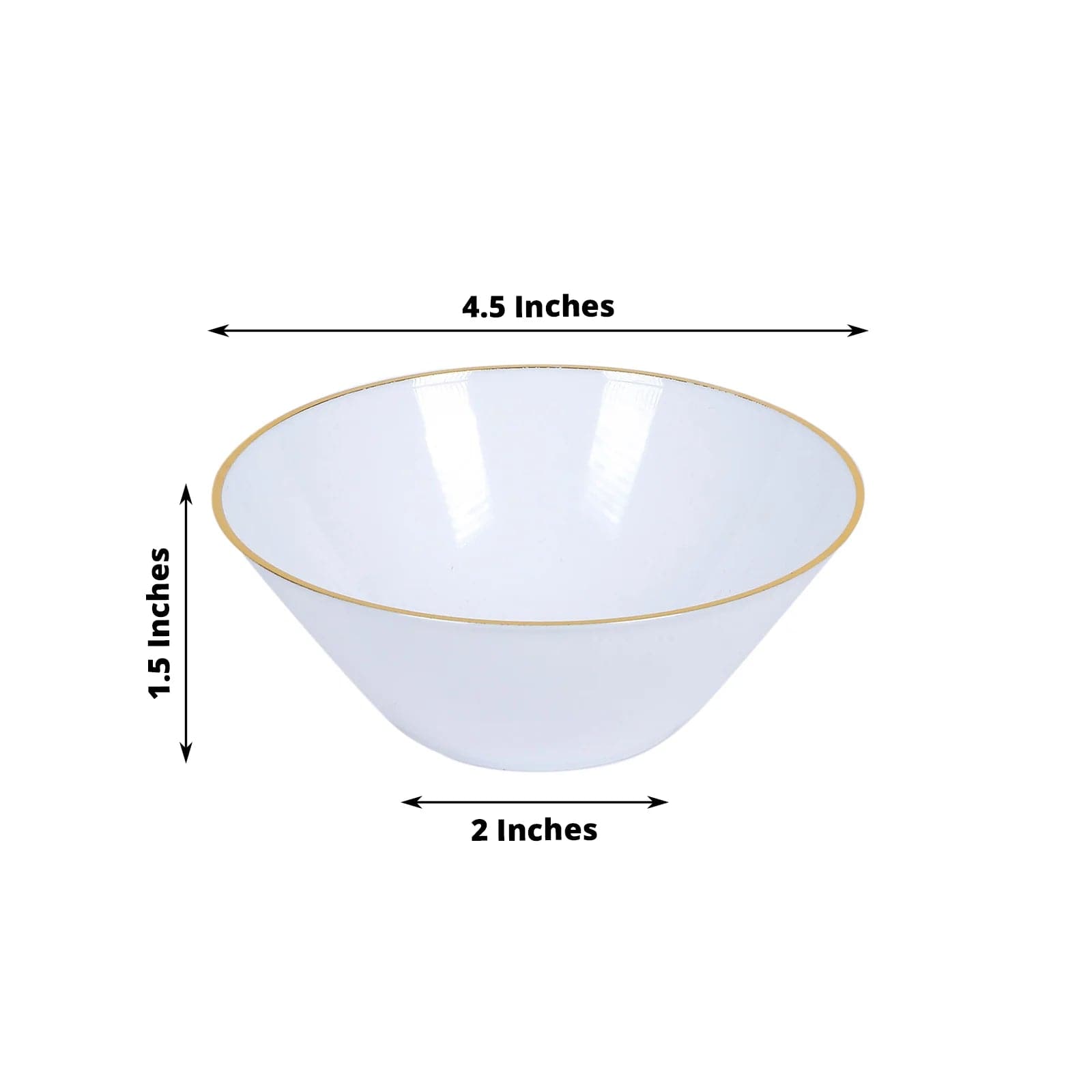 24 Disposable 7 oz Plastic Dessert Ice Cream Bowls with Gold Trim