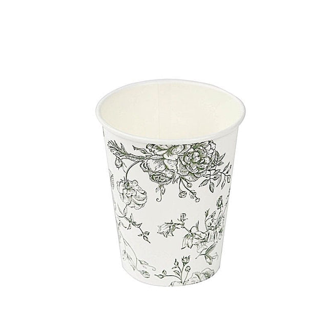 50 White Disposable French Toile Print Paper Cups