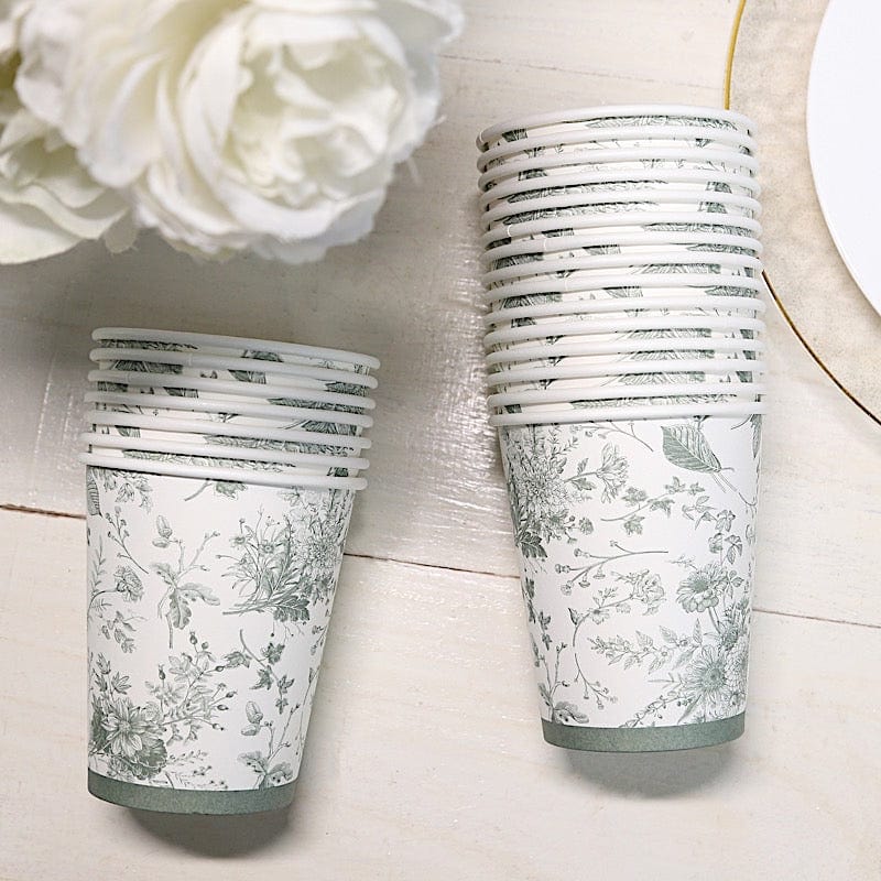 24 White Sage Green 9 oz French Toile Paper Cups