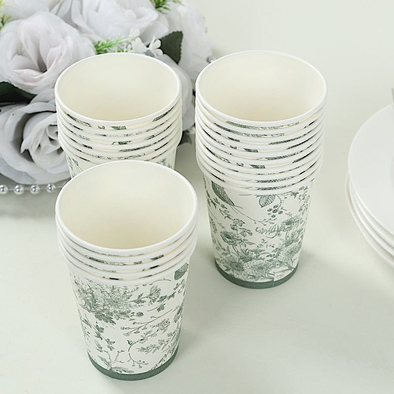 24 White Sage Green 9 oz French Toile Paper Cups