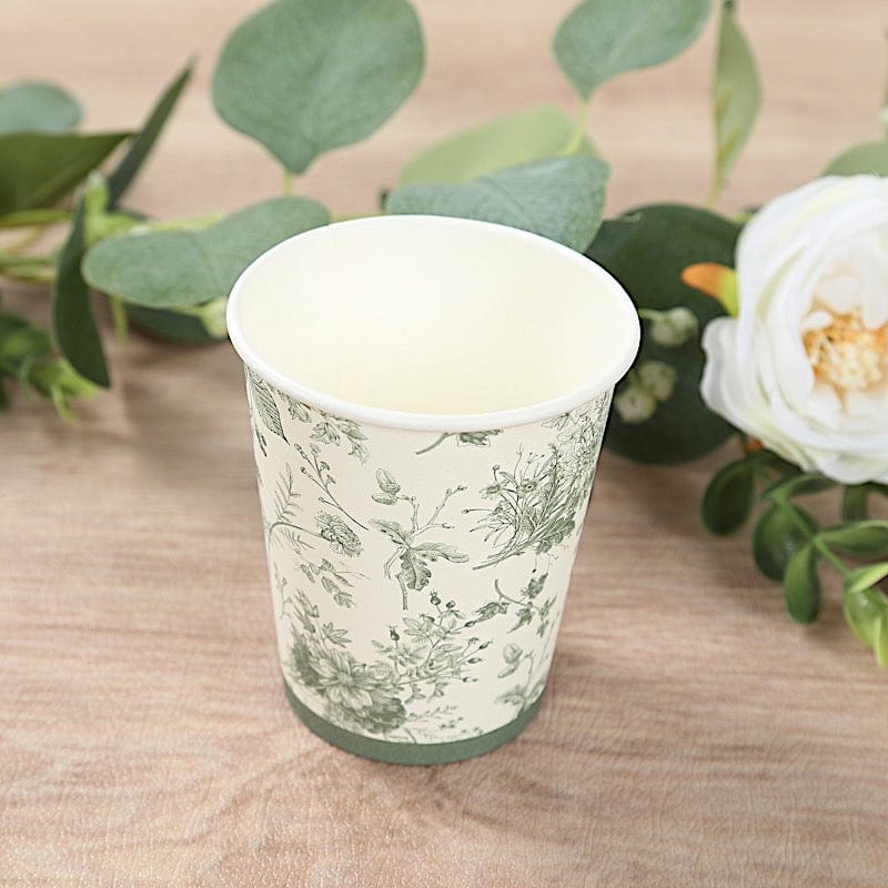 24 White Sage Green 9 oz French Toile Paper Cups