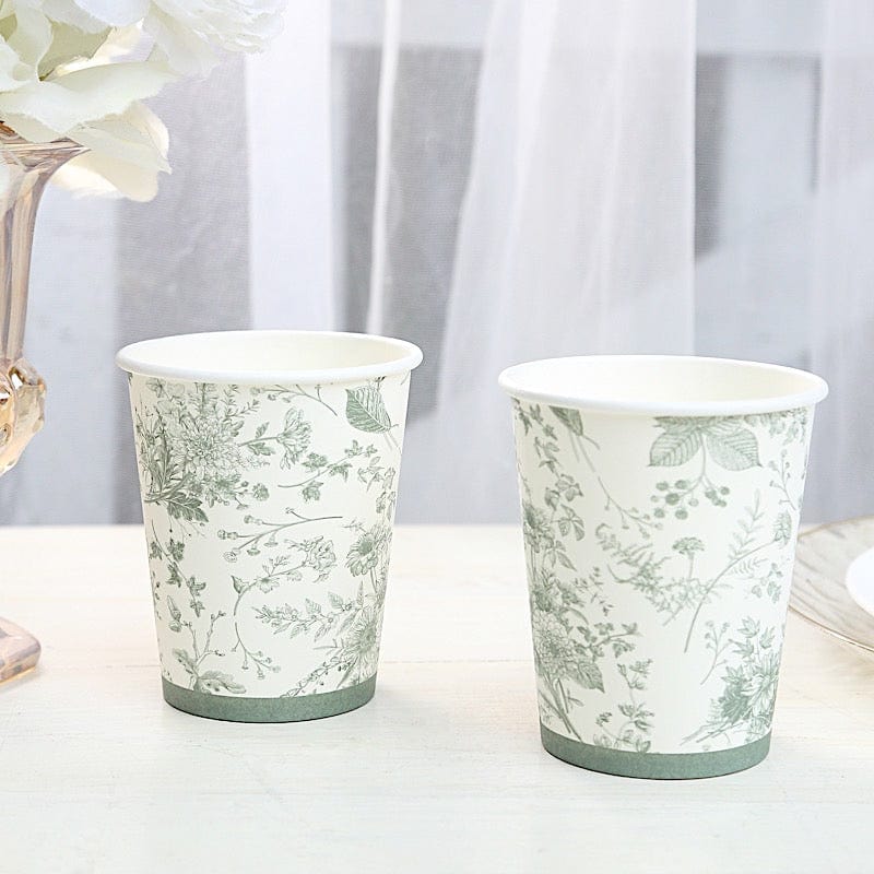 24 White Sage Green 9 oz French Toile Paper Cups