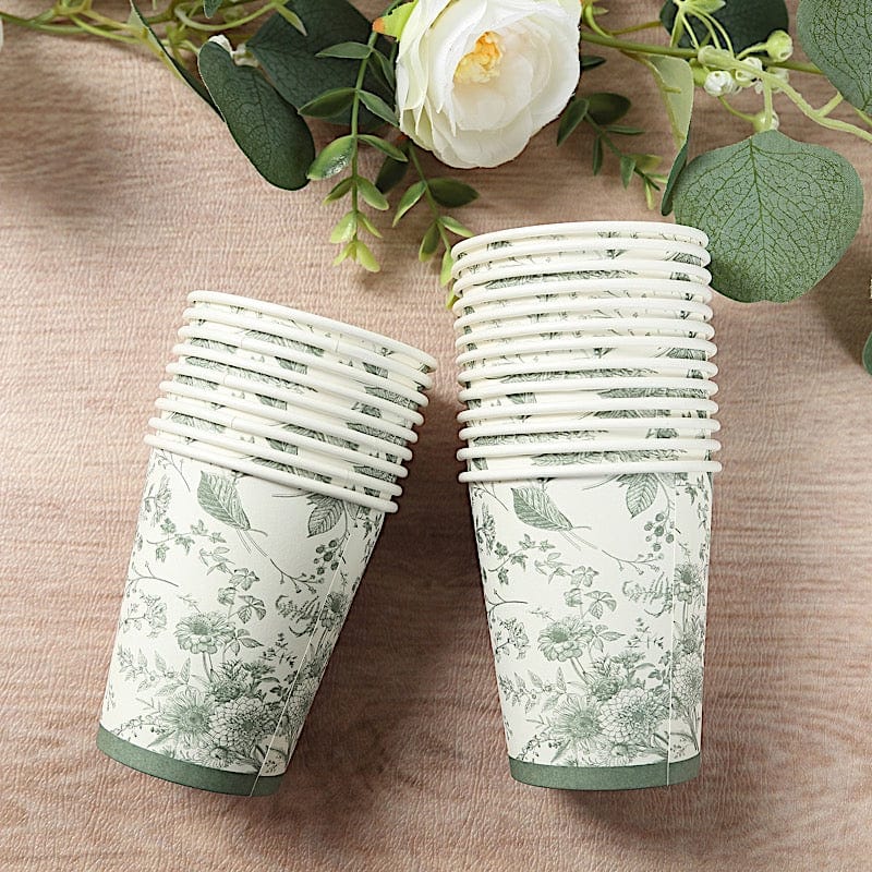 24 White Sage Green 9 oz French Toile Paper Cups