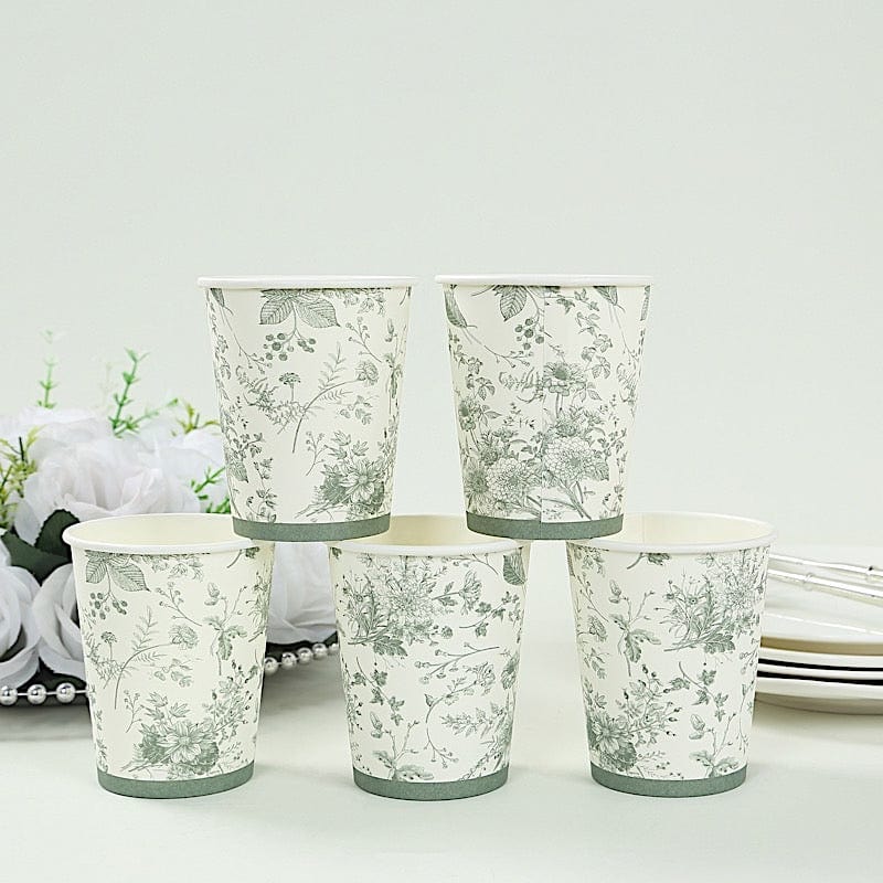 24 White Sage Green 9 oz French Toile Paper Cups