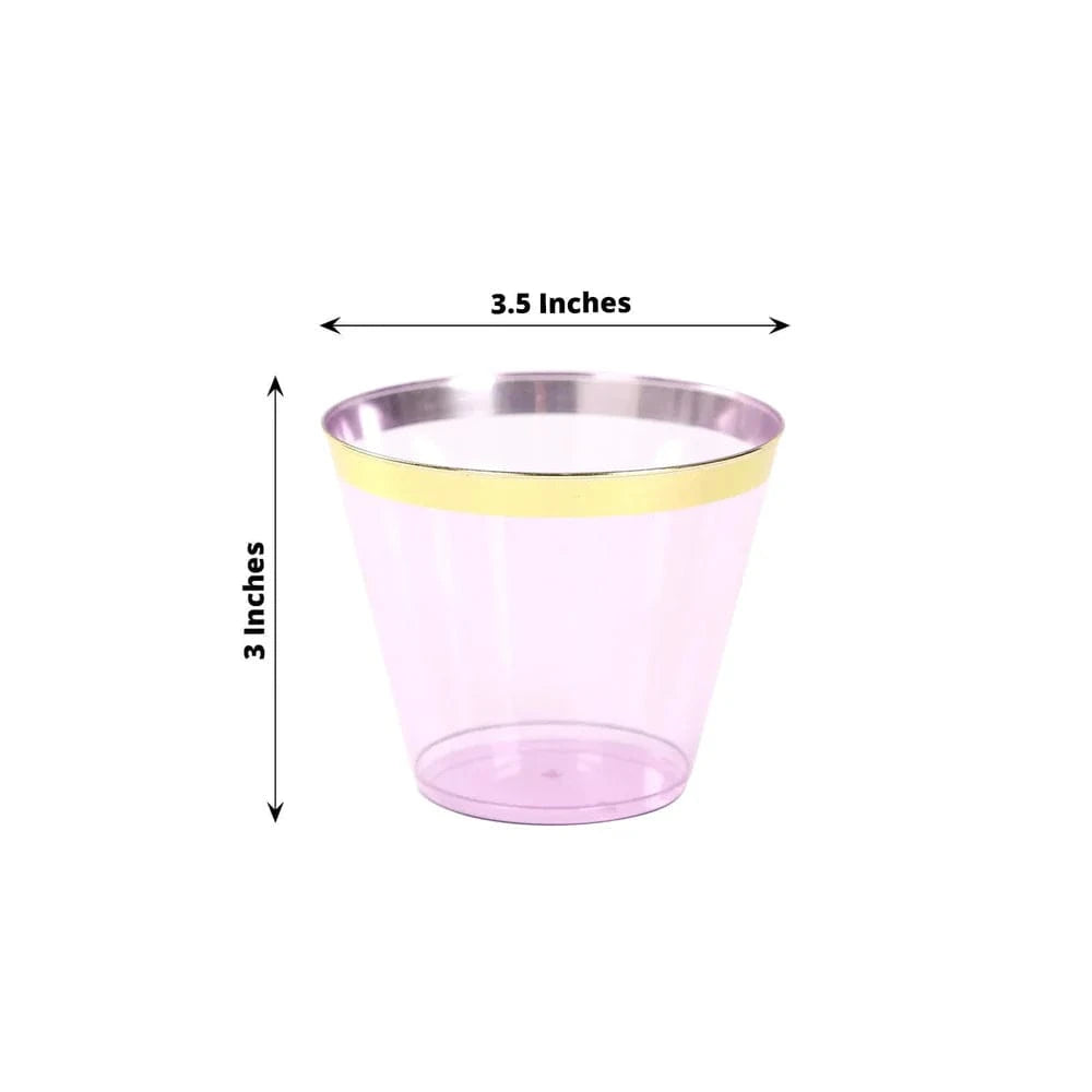 25 Pack 9 oz Plastiс Party Cups with Gold Rim