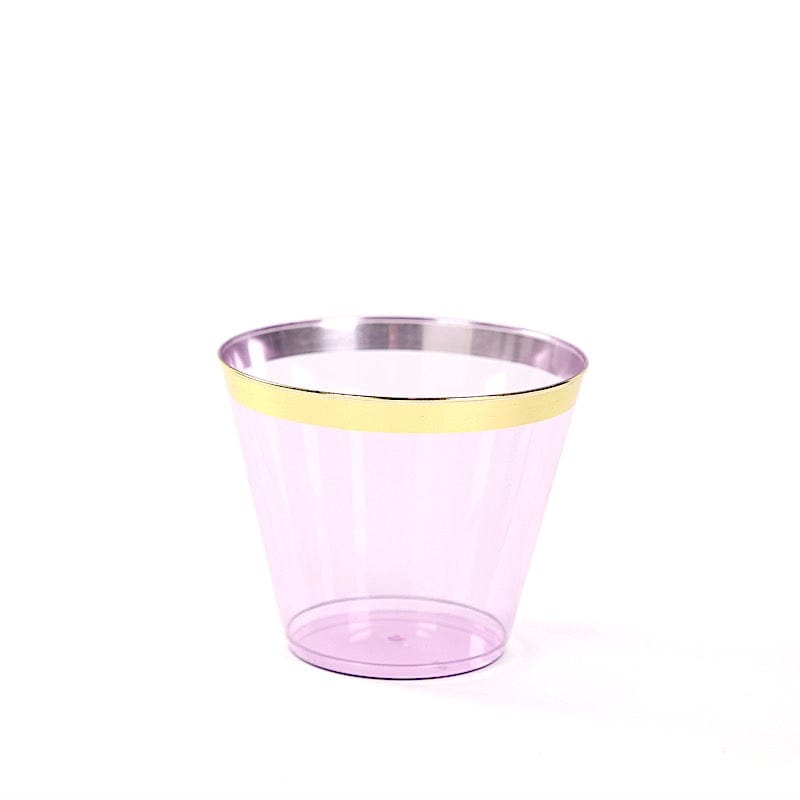 25 Pack 9 oz Plastiс Party Cups with Gold Rim