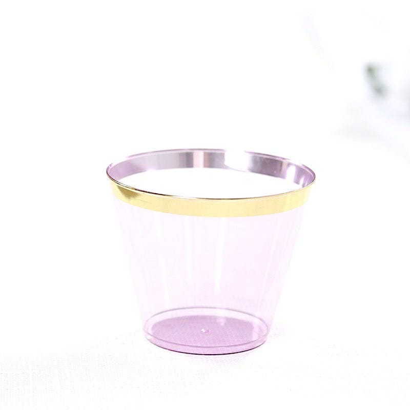 25 Pack 9 oz Plastiс Party Cups with Gold Rim
