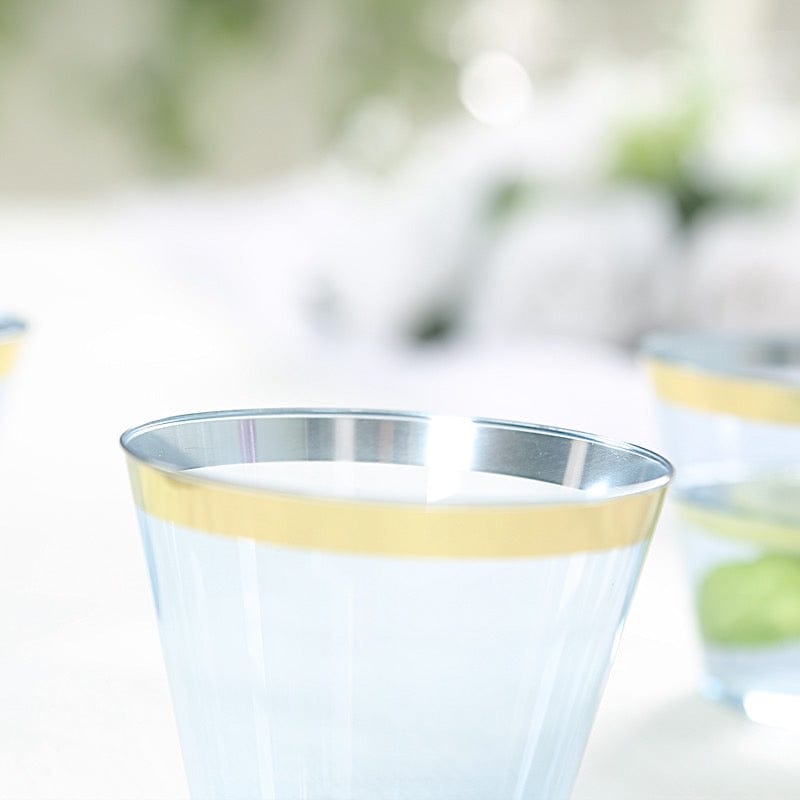 25 Pack 9 oz Plastiс Party Cups with Gold Rim