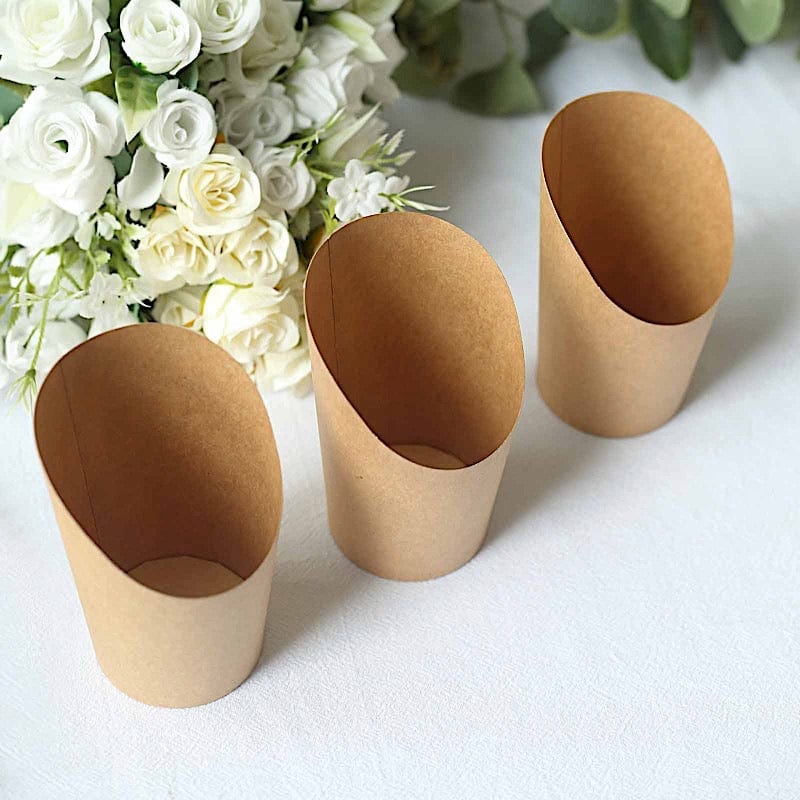 50 Natural 14 oz Round Disposable Paper Cups Popcorn Snack Boxes