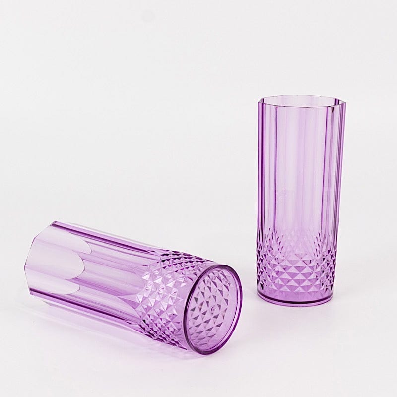 6 Crystal 14 oz Plastic Disposable Drinking Glasses