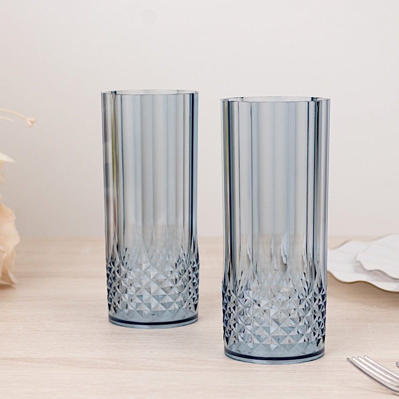 6 Crystal 14 oz Plastic Disposable Drinking Glasses
