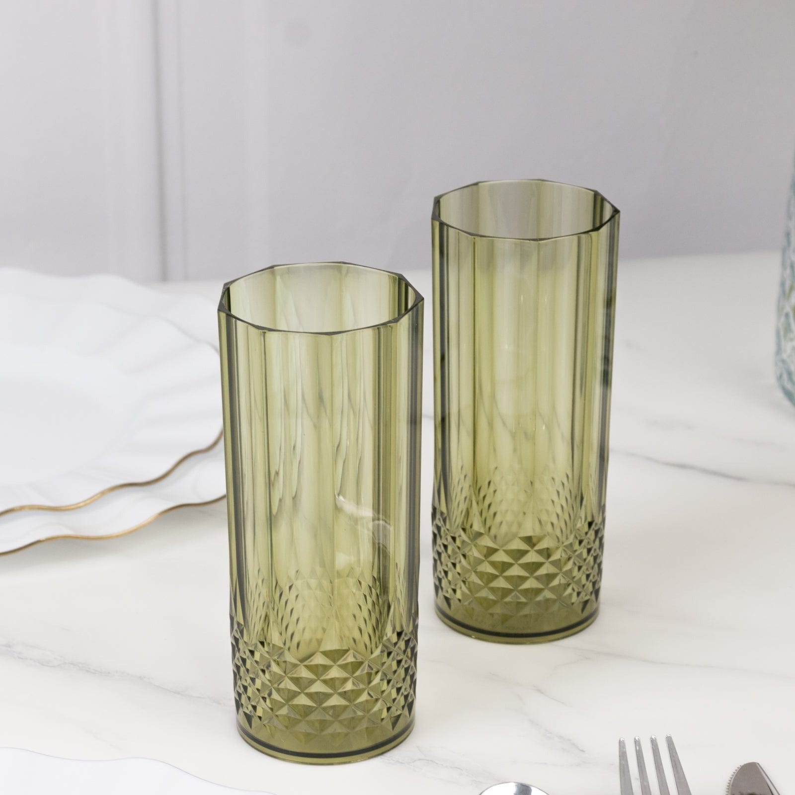 6 Crystal 14 oz Plastic Disposable Drinking Glasses