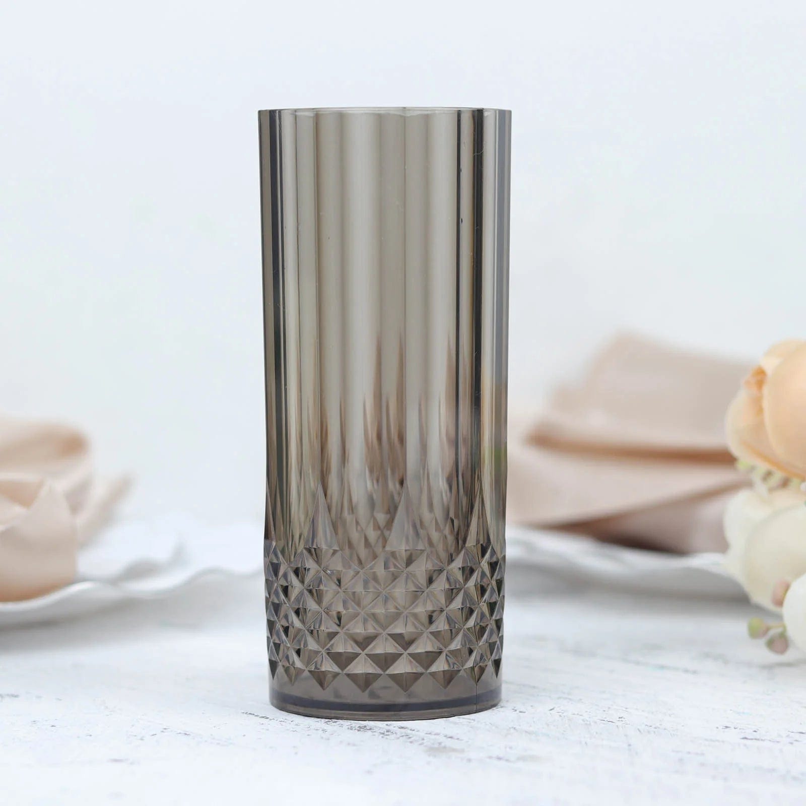 6 Crystal 14 oz Plastic Disposable Drinking Glasses