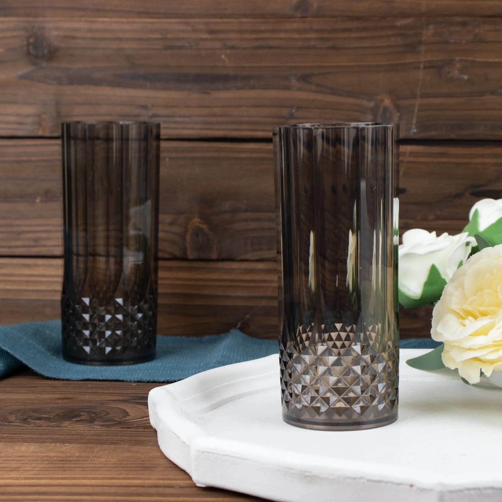 6 Crystal 14 oz Plastic Disposable Drinking Glasses