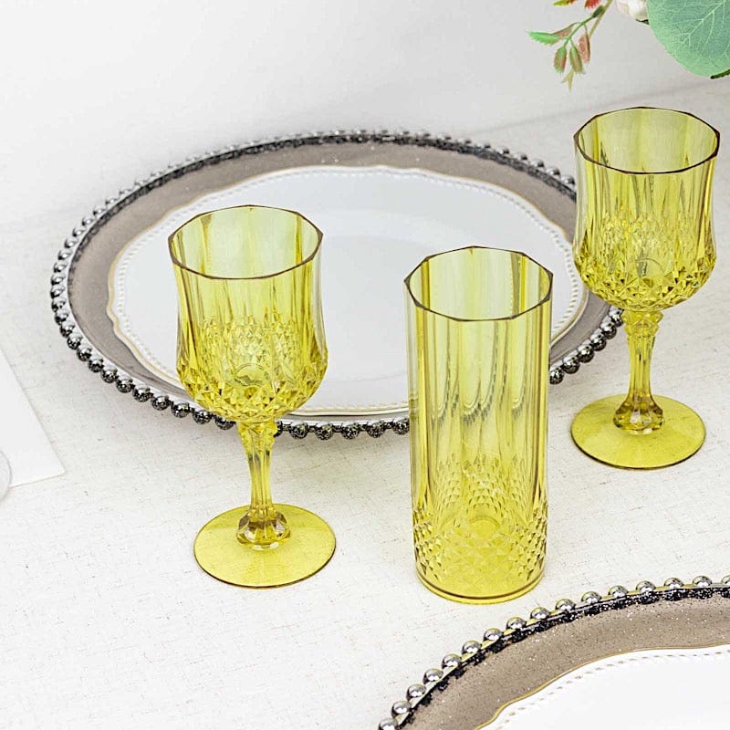 6 Crystal 14 oz Plastic Disposable Drinking Glasses