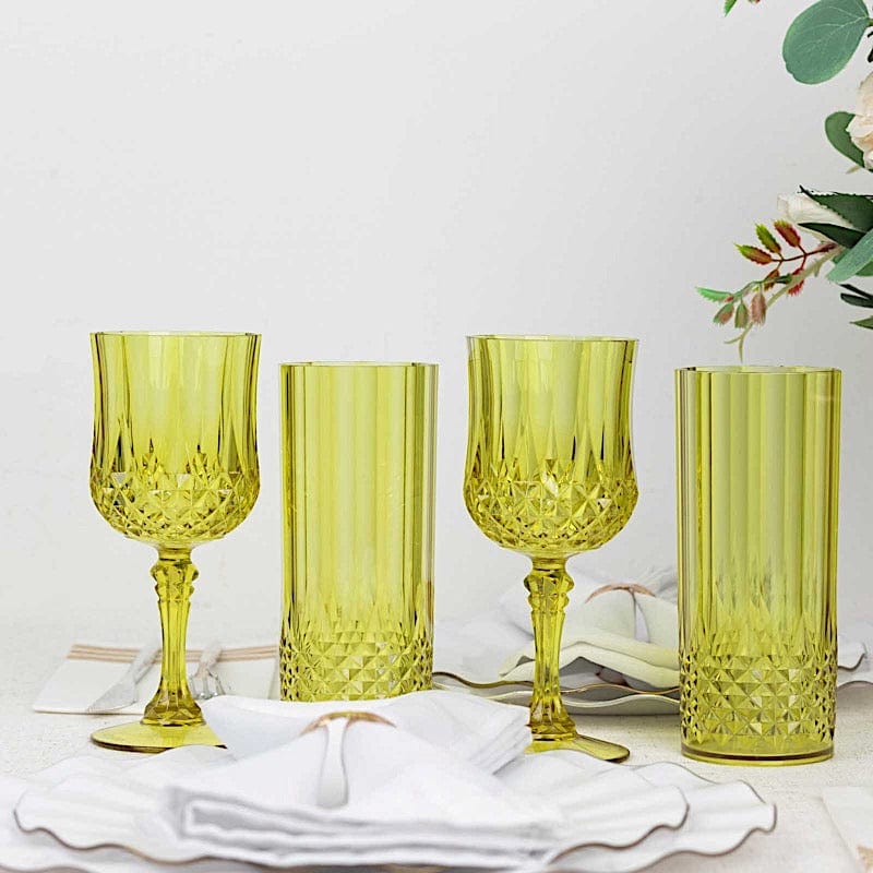 6 Crystal 14 oz Plastic Disposable Drinking Glasses