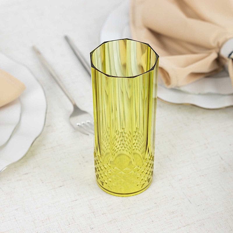 6 Crystal 14 oz Plastic Disposable Drinking Glasses