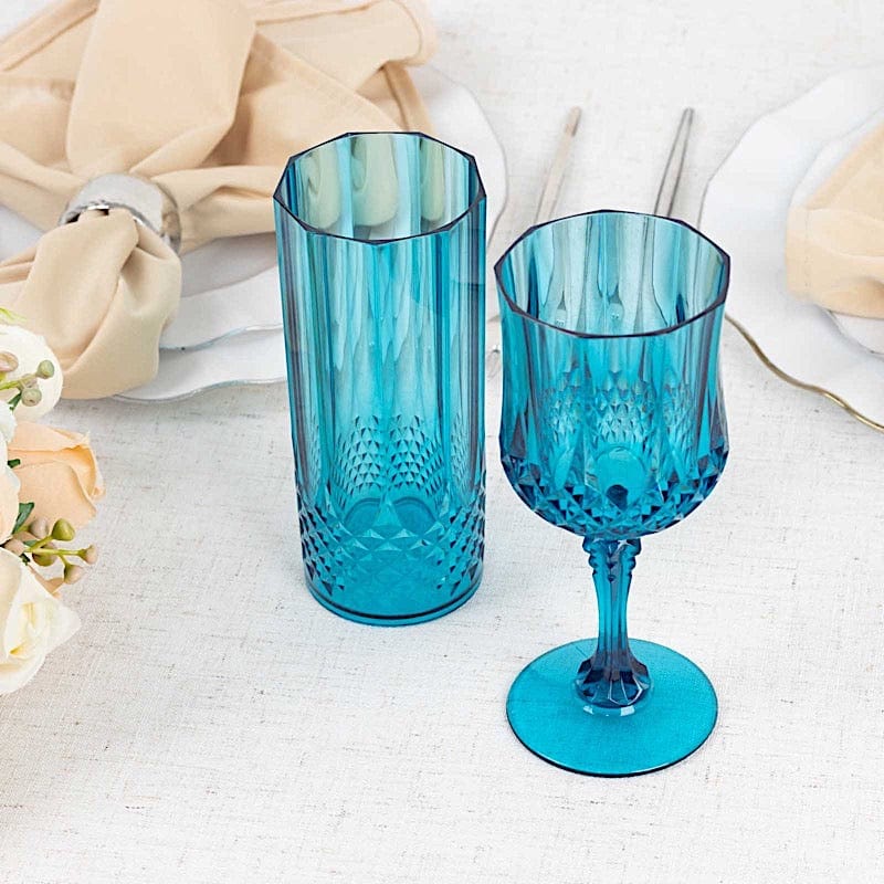 6 Crystal 14 oz Plastic Disposable Drinking Glasses