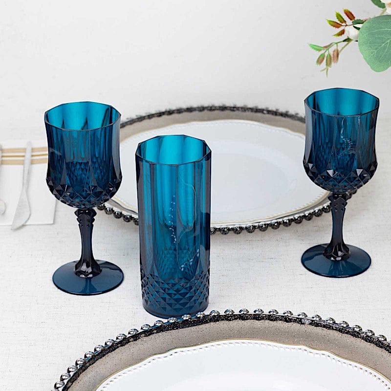 6 Crystal 14 oz Plastic Disposable Drinking Glasses